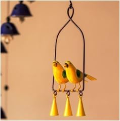 Cannery Twittery Birds in Metal Frame | Nature-Themed Multicolour Wall Art for Living Room or Garden Wall