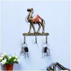 Camel Key Holder in Multicolour | Iron Wall Art for Cultural Decor with Practical Storage Hooks