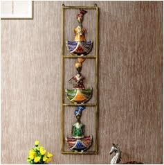 Vertical Big Musician Wall Art | 3 Men Sitting Multicolour Metal Frame for Indian Cultural Decor