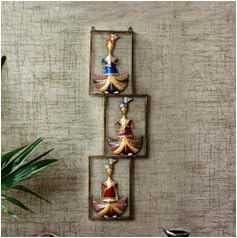 Multicolour Zig Zag Musician Wall Frame | Rajasthani Metal Art for Cultural Themed Home Decor