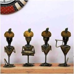 Human Figurines Set of 4 | Gold Wrought Iron Decorative Table Showpieces for Gifting