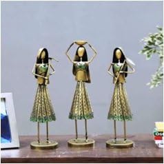 Woman Figurines Set of 3 | Wrought Iron Artistic Table Decor for Home or Gifting