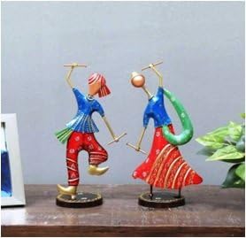 Dancing Pair Figurines Set of 2 | Blue & Red Artistic Decor Dolls for Home Display