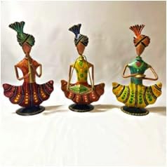 Musician Figurines Set of 3 | Metal Artistic Dolls Playing Instruments for Decor
