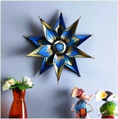 Wrought Iron Blue Wall Hanger | Artistic Metal Hook Holder for Keys, Towels or Accessories