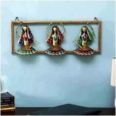 Dancing Doll Wall Art in Multicolour | Iron Painted Traditional Rajasthani Home Decoration Piece