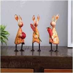 Rabbit Figurines Set of 3 | Multicolour Decorative Animals for Garden, Desk or Shelf