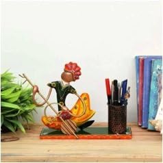 Wrought Iron Pen Stand | Multicolour Painted Stationery Holder for Office Desk