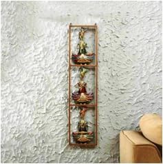 Vertical Small Musician Wall Art | 3 Sitting Men Metal Frame for Artistic Home Wall Display