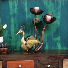 Peacock Metal Wall Decor | Antique Finish Decorative Bird Accent for Living Room