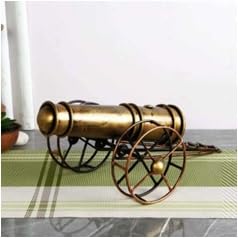 Metallic Cannon Table Decor | Antique Style Metal Art Showpiece for Rustic Office Display