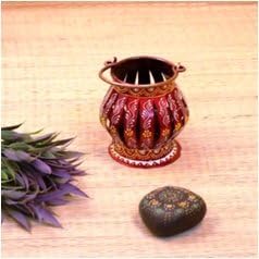 Red Round Tea Light Holder | Painted Iron Candle Stand for Festive Lighting Decor