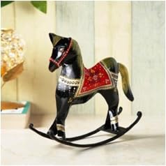 Standing Swing Horse Figurine | Black Iron Decorative Toy Style Showpiece for Home Decor
