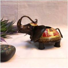 Tea Light Holder | Elephant Shaped Iron Painted Candle Stand for Indian Home Decor