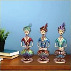 Tribal Musician Men Set of 3 | Rajasthani Metal Showpieces for Ethnic Home Decor