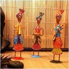 Musical Sardar Set of 3 | Iron Painted Traditional Musician Figurines for Home Decor