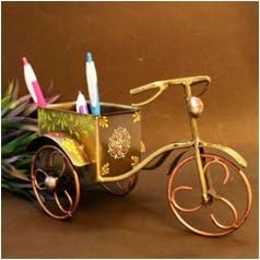 Cycle Rickshaw Holder | Iron Painted Decorative Vintage Bicycle Cart for Table Decor
