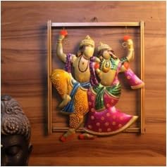 Iron Painted Radha Krishna Wall Frame | Handmade Traditional Couple Wall Art for Home Decor