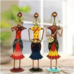Women Musicians Figurines Set of 3 | Multi Colour Traditional Decor for Gifting or Display