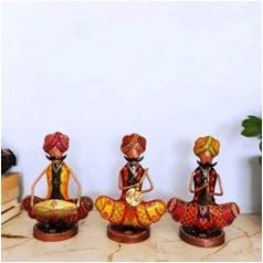 Mustache Musician Men Figurines Set of 3 | Rajasthani Showpieces for Cultural Decor