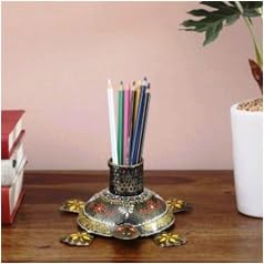 Tortoise Pen Stand | Multicolour Iron Hand Painted Animal Desk Organizer