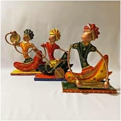 Musician Figurines Set of 3 | Handcrafted Metal Decor Pieces for Indian Cultural Display