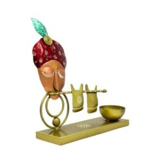 Golden Krishna Tea Light Holder | Divine Candle Stand for Temple or Festive Use