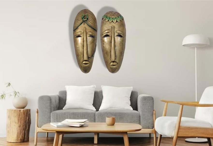 Iron Rajasthani Human Mask for Wall Decoration, Elegant and Artistic Iron Mask for Living Room, Bedroom, or Office, tylish Wall Hanging for Homes and Studios