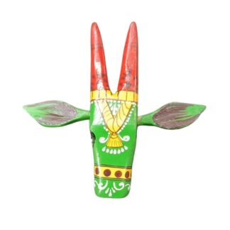 Handpainted Wooden Cow Head Wall Hanging | Green Nandi Bull Head Wall Decor for Home, Living Room, Entrance | Vintage Ethnic Spiritual Decorative Art Sculpture 6 Inch (Green)