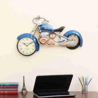 Bullet Bike Table Clock Showpiece | Vintage Metal Decor with Time Display