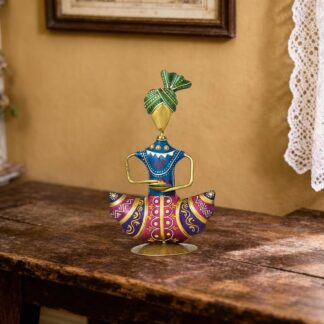 Sitting Sardar Majira Musician Figurine Handcrafted Rajasthani Showpiece | Single Home Decor Statue for Living Room, Office Desk & Shelf | Decorative Table Item | 16 cm