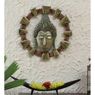 Buddha Spiritual Wall Art in Round Frame for Home Decor, Peaceful Buddha Wall Art Decor for Office, Round Frame Buddha Design for Modern and Traditional Interior