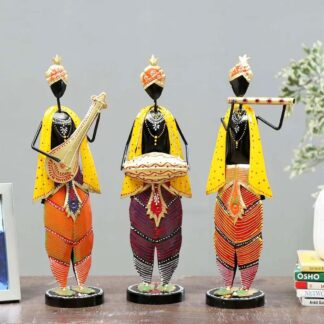 Krishna Figurines Set of 3 | Disciples Theme Metal Showpieces for Spiritual Decor