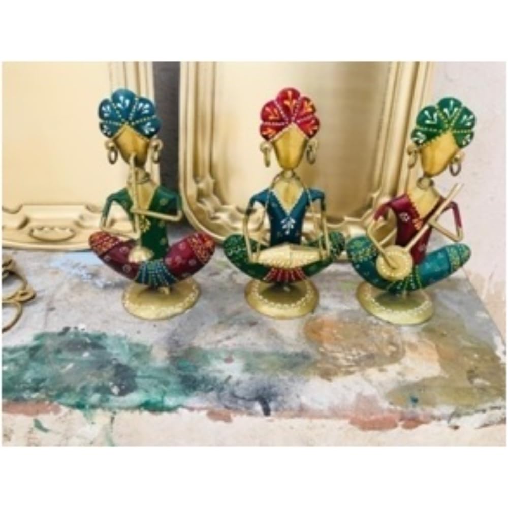 Musician Table Decor Set of 3 | Traditional Rajasthani Figurines for Shelf Display