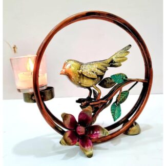 Bird Tea Light Holder in Round Frame | Wall or Table Candle Decor Accent Piece