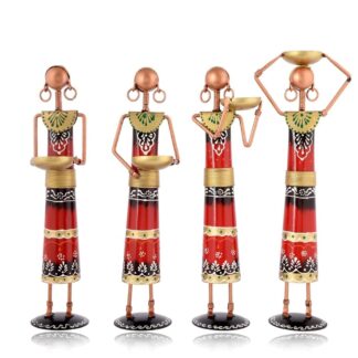 Tribal Labour Ladies Tea Light Holder Set of 4 | Rajasthani Candle Decor Showpiece