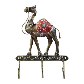 Antique Handmade Wall Hook | Camel Design with 3 Hooks | Iron Key Holder | 10x2x7 Inch | Hand-Painted Home Decor | Entryway Key Organizer | Rustic Finish