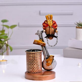 Stylish Metal Pen Holder with Mobile, Visiting Card Holder | Multipurpose Desk Organizer for Office Desk and Study Table (SMALL SARDAR)