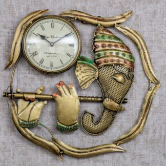 Ganesha Wall Clock Decor | Functional and Spiritual Wall Hanging Featuring Lord Ganesha | Ideal for Living Room, Temple or Meditation Corners