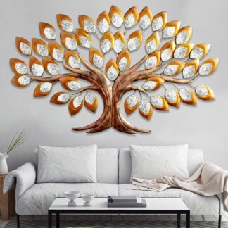 Golden Metal Tree With LED for Home and Office Decoration, Unique Decorative Item for Living and Bedroom, Modern Wall Art Items for Beautiful Decor