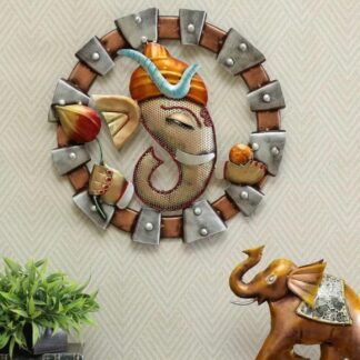 Ganesha Wall Art Multicolour Circle Decorative Wall Decor Item Ganesha Wall Decor Unique Design for Home Decoration (multicolour)
