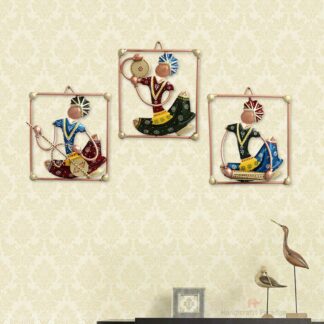 Rajasthani Traditional Wrought Iron Tribal Musical Wall Art Showpiece for Wall Decoration, Unique Design for Home Decor, Wall Decor for Living Room, Bedroom, or Office