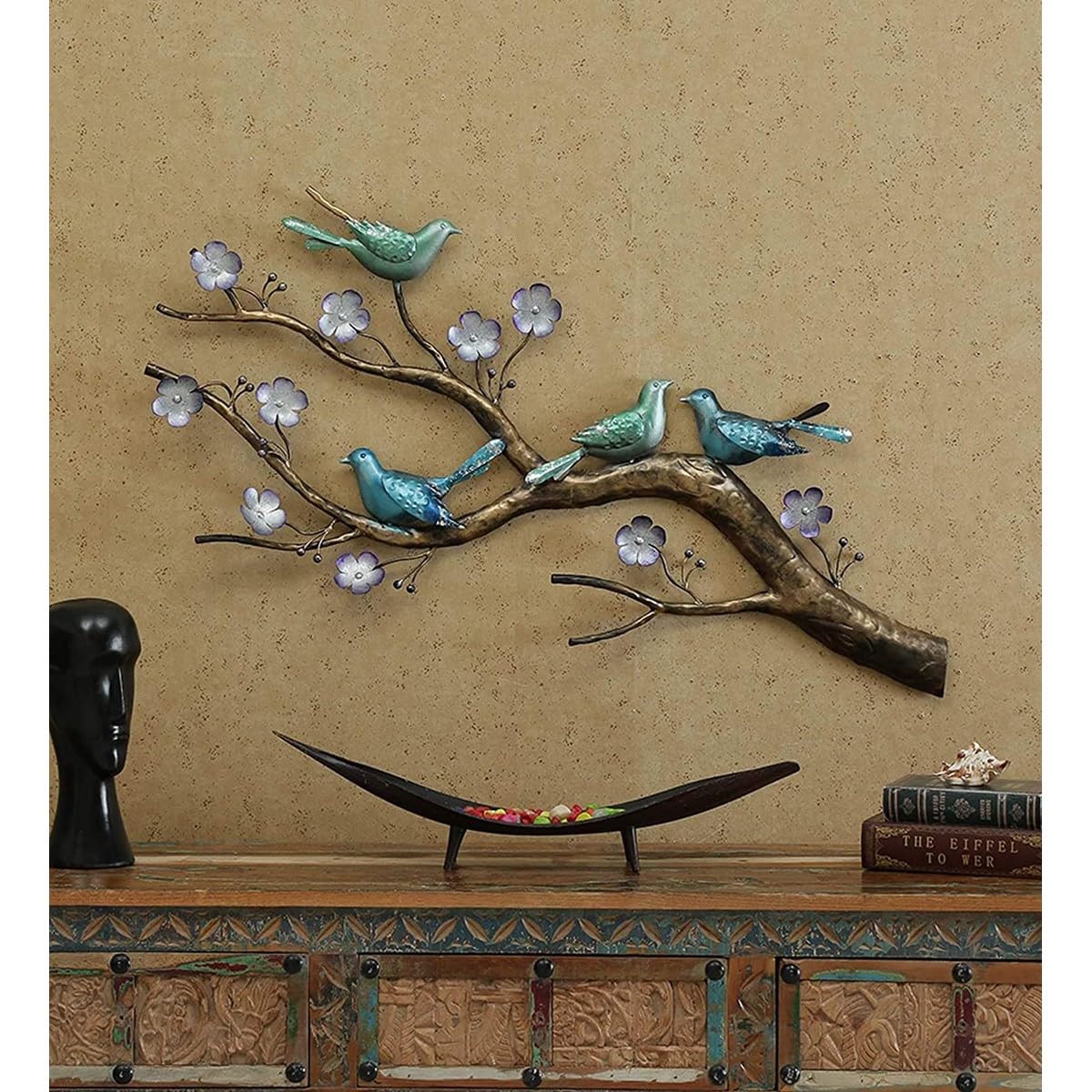 Iron Birds on Branch Wall Decor, Elegant Metal Wall Art for Home and Office Decoration, nique Birds on Branch Wall Art for Nature-Inspired Decor, Beautiful Bird Wall Art