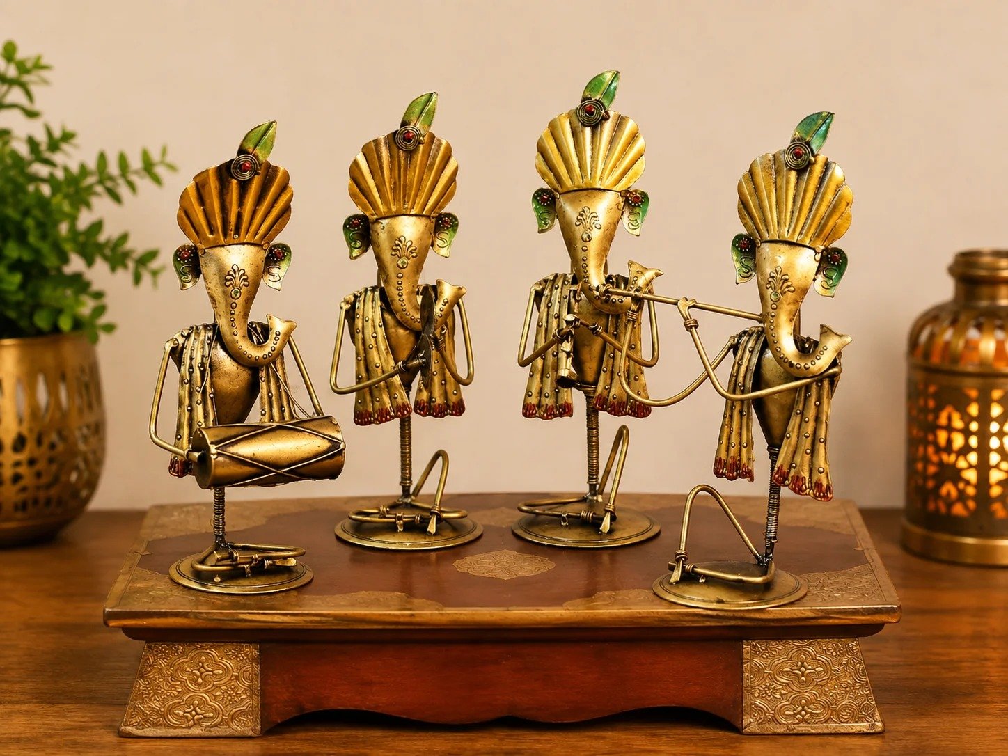 IRON PAINTED SITTING GANESH (SET OF 4) - Image 2