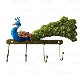 Hand Painted WALL PEACOCK 4 HOOK