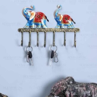 Hand Painted WALL 2 ELEPHANT 7 HOOK