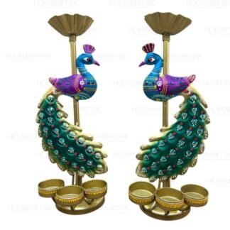Hand Painted Tea - Light PEACOCK ( (Set of - 2)