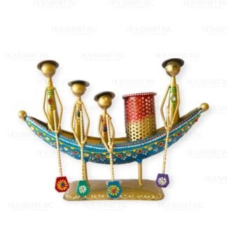 Hand Painted 4 MEN PEN STAND BOAT SMALL