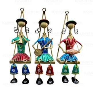 Hand Painted WALL HANGIND MUSICAL LADY (Set of - 3))