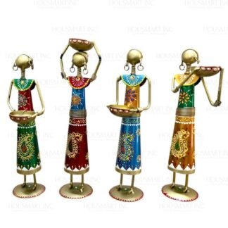 Hand Painted WORKER LADY (Set of - 4) SMALL
